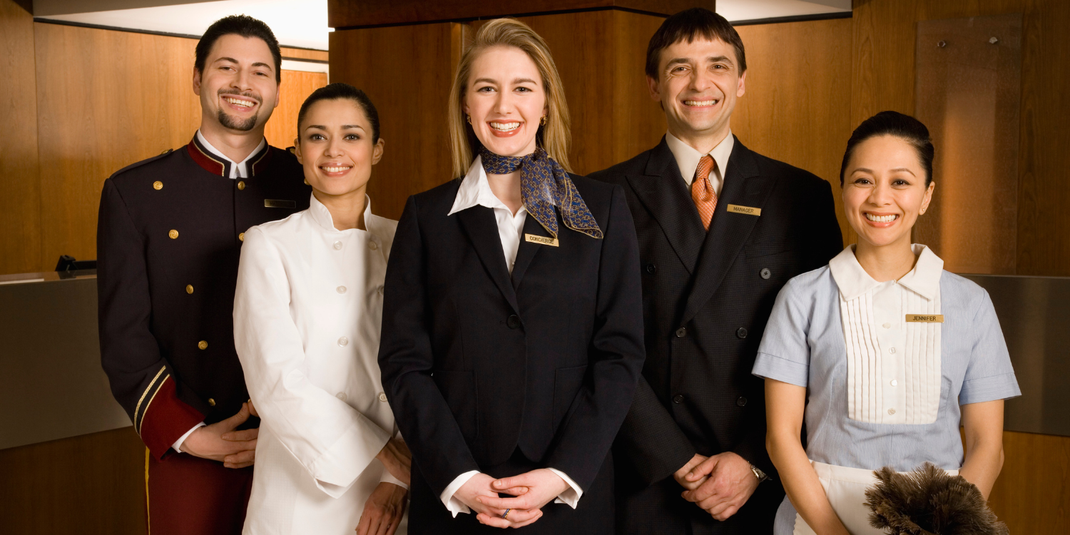 Gruppe von Mitarbeitenden im Service, Hotel, Reception