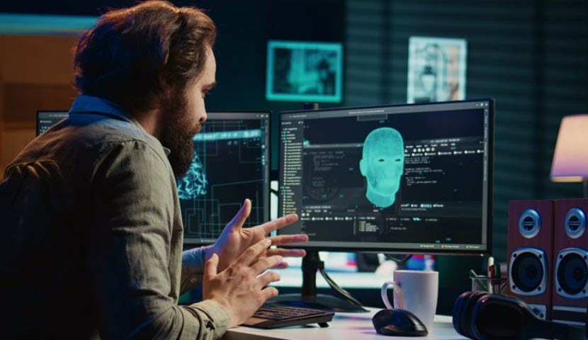Eine Person erschafft mit Hilfe von KI einen Avatar